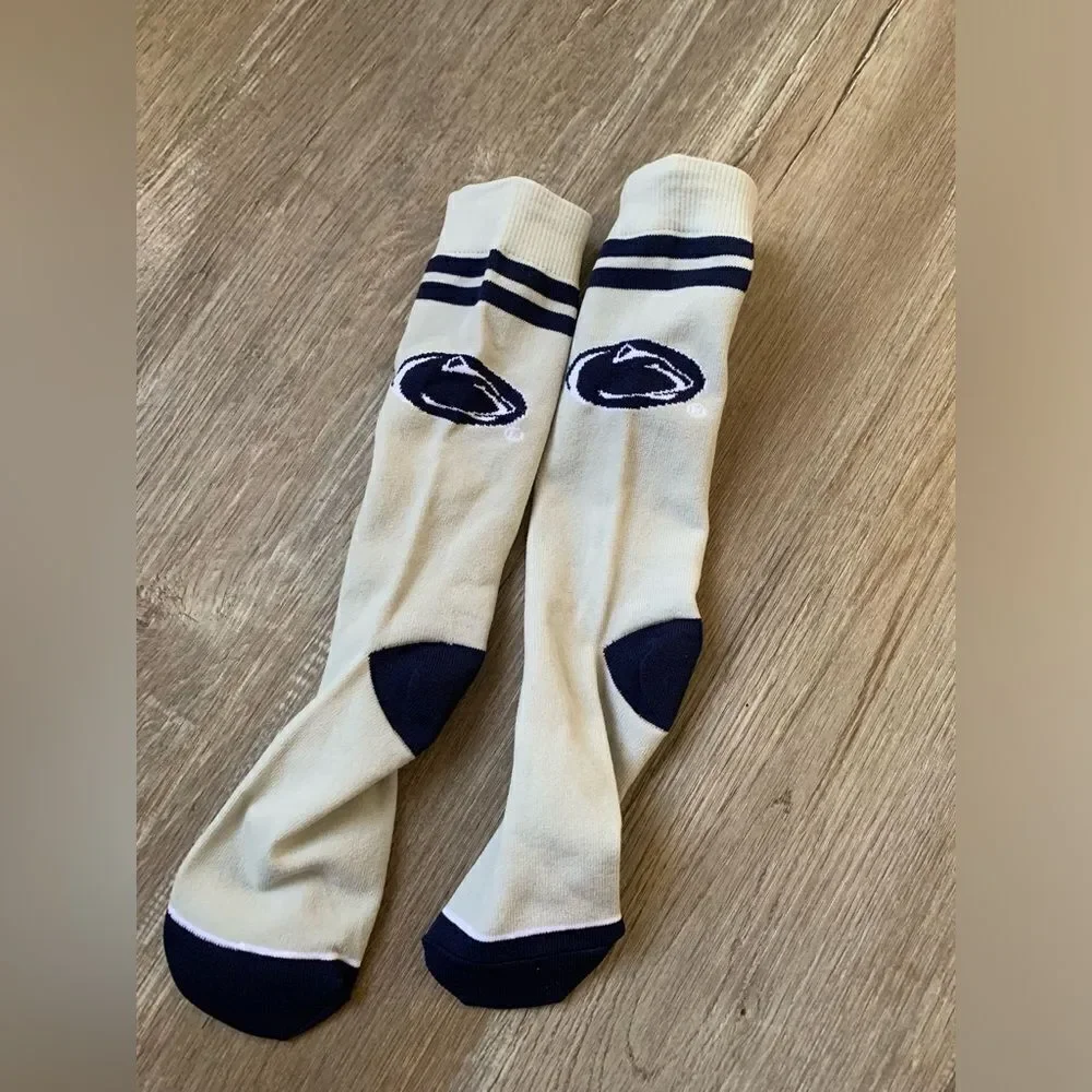 NEW Penn State Game Day Socks Gray Navy Blue White High Socks
